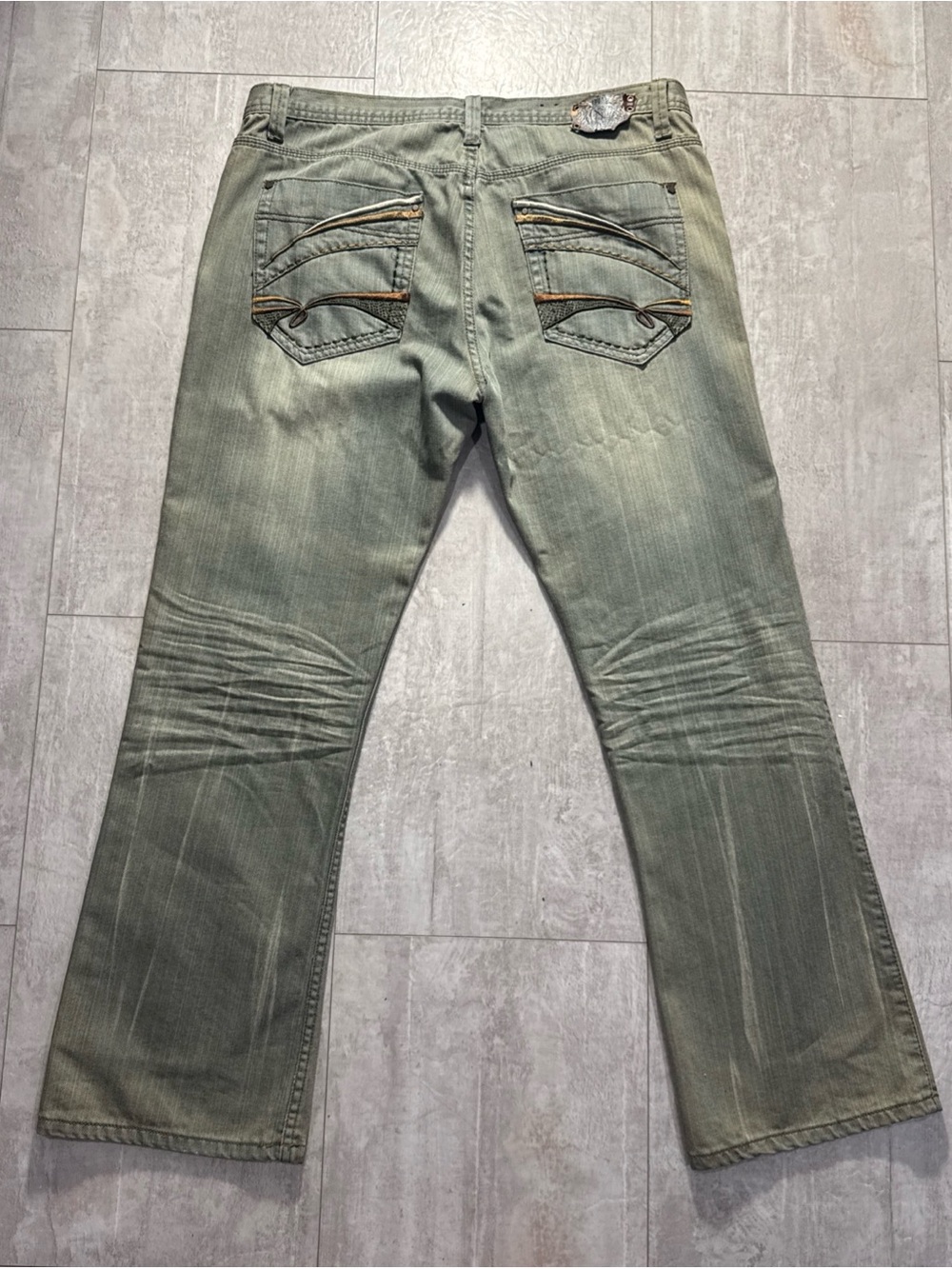 Mens vintage 96 North embroidered Straight Fit slim boot blue gray Jeans 38”x32”